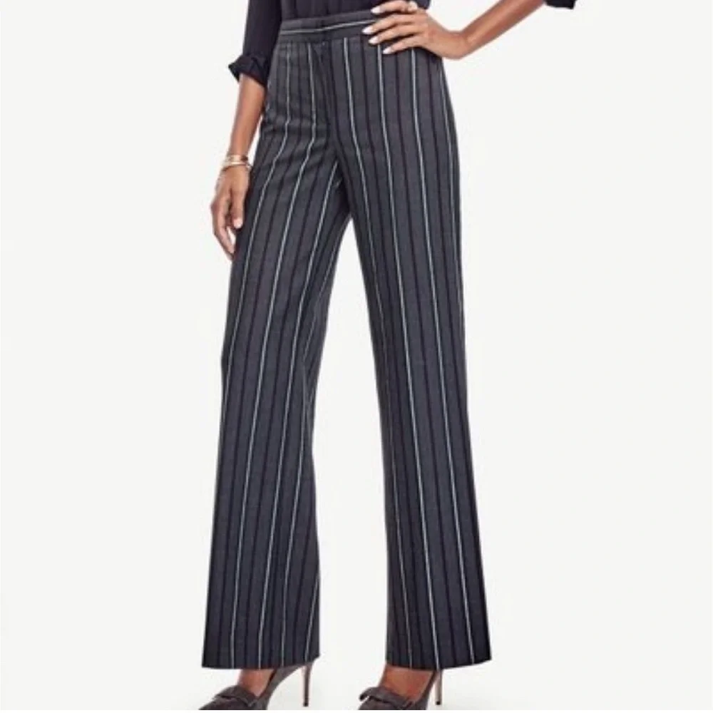 Ann Taylor Stripe High Waist Wide Leg Pant